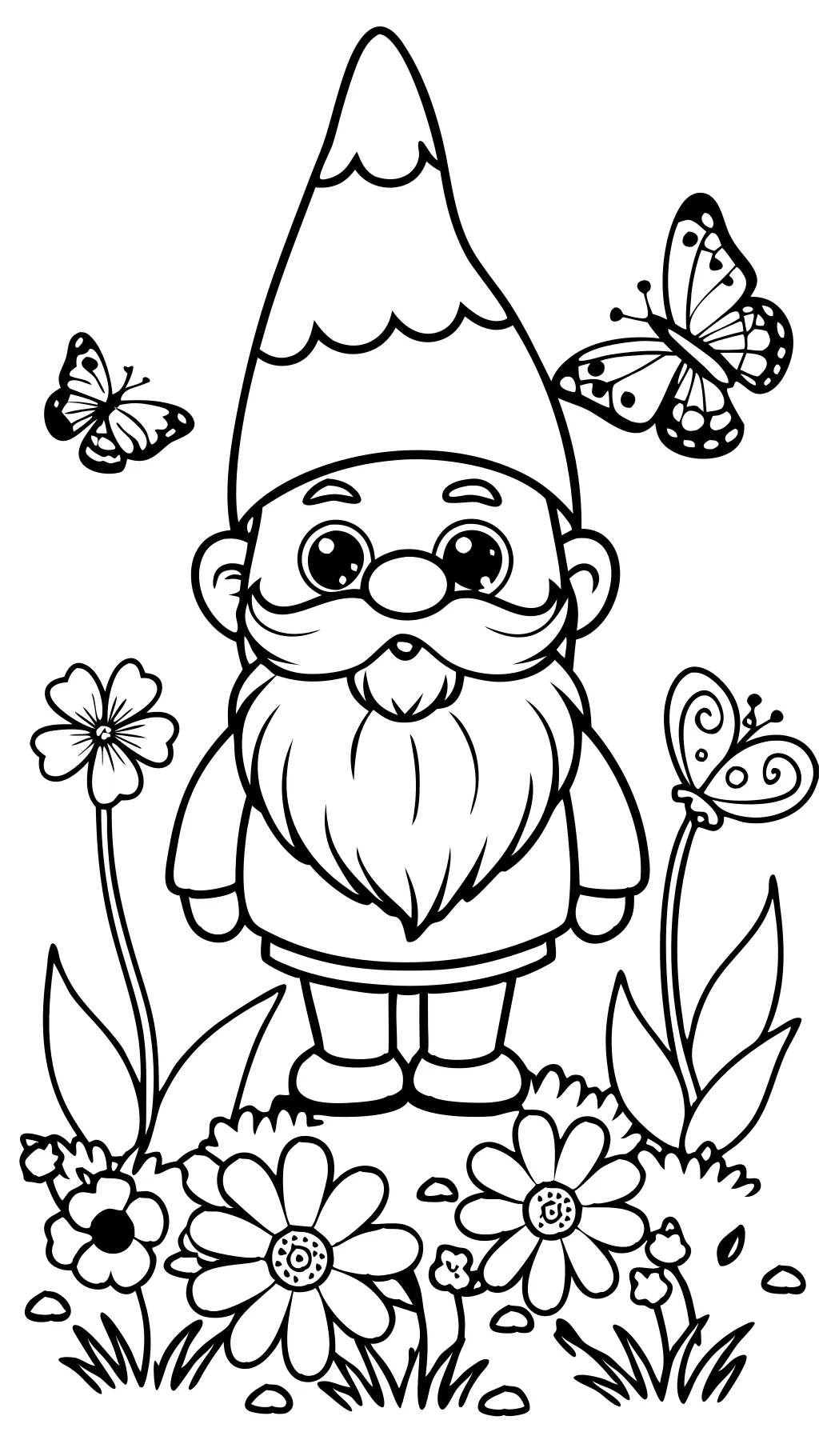 Páginas para colorear de gnome de primavera